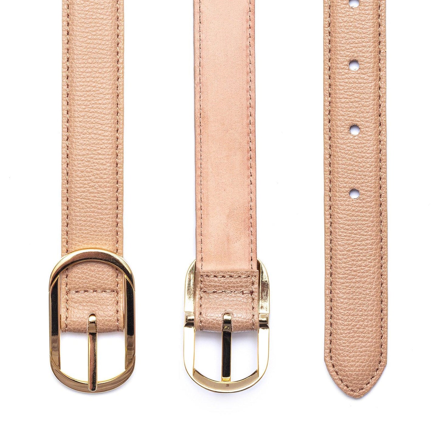 Ceinture femme en cuir grainé, beige