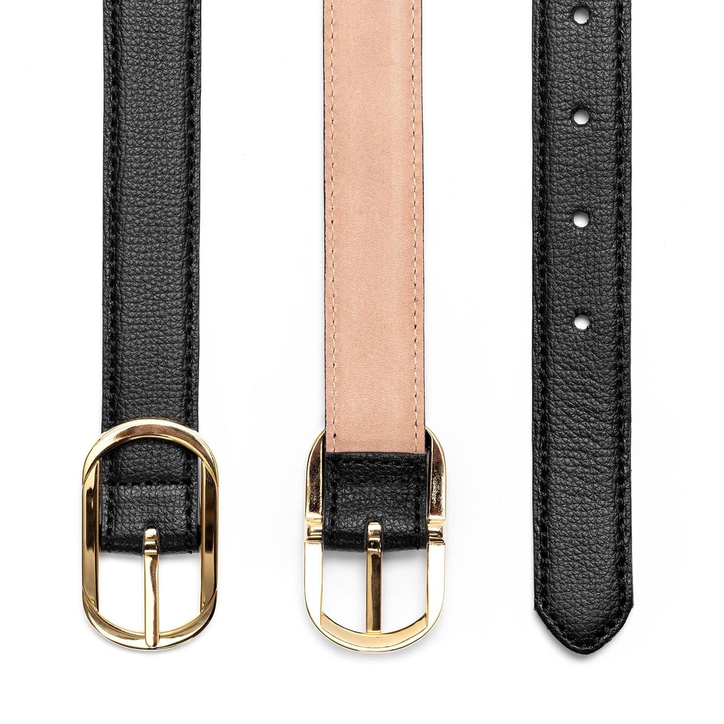 Ceinture femme en cuir grainé, noir