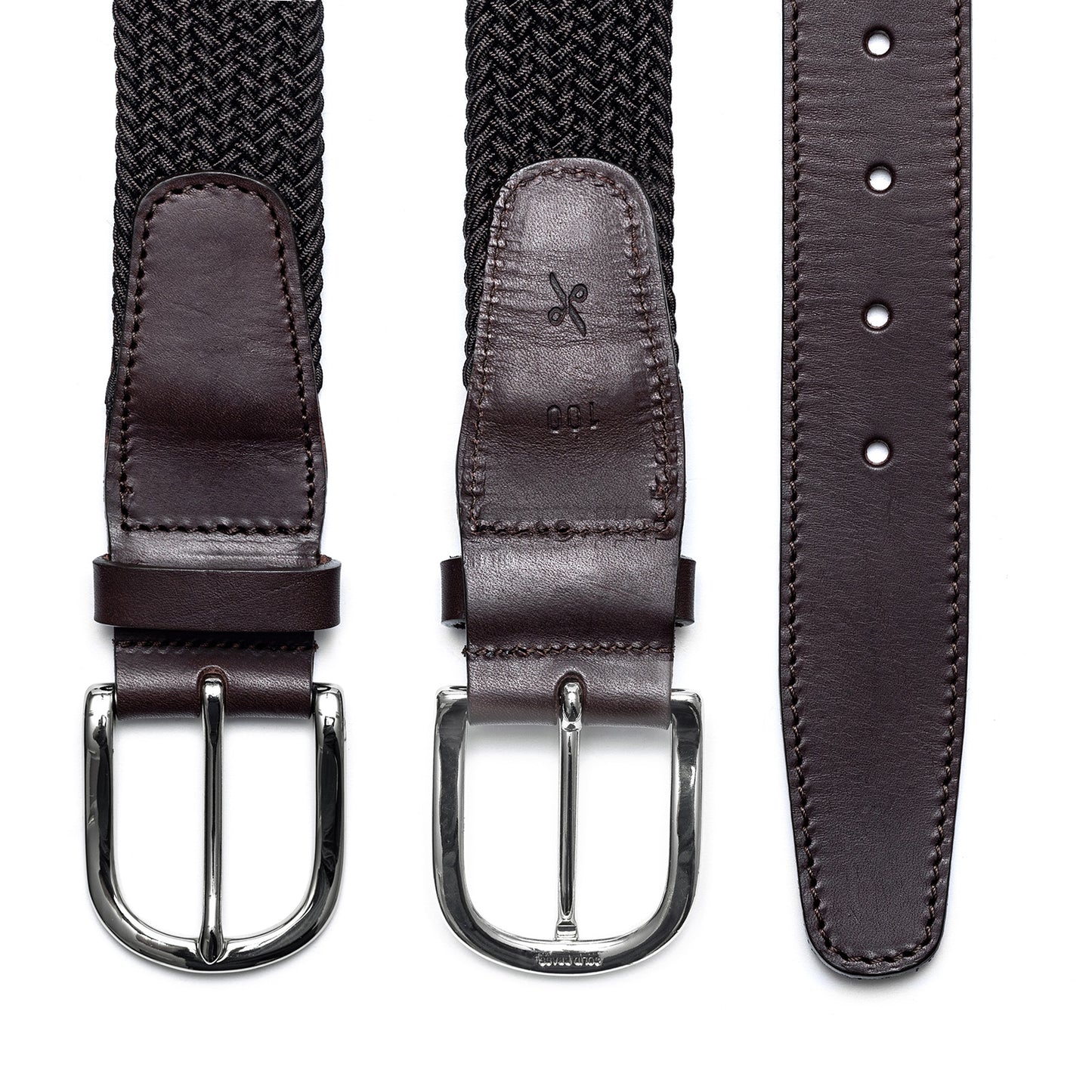 Ceinture tressée et cuir de luxe brun