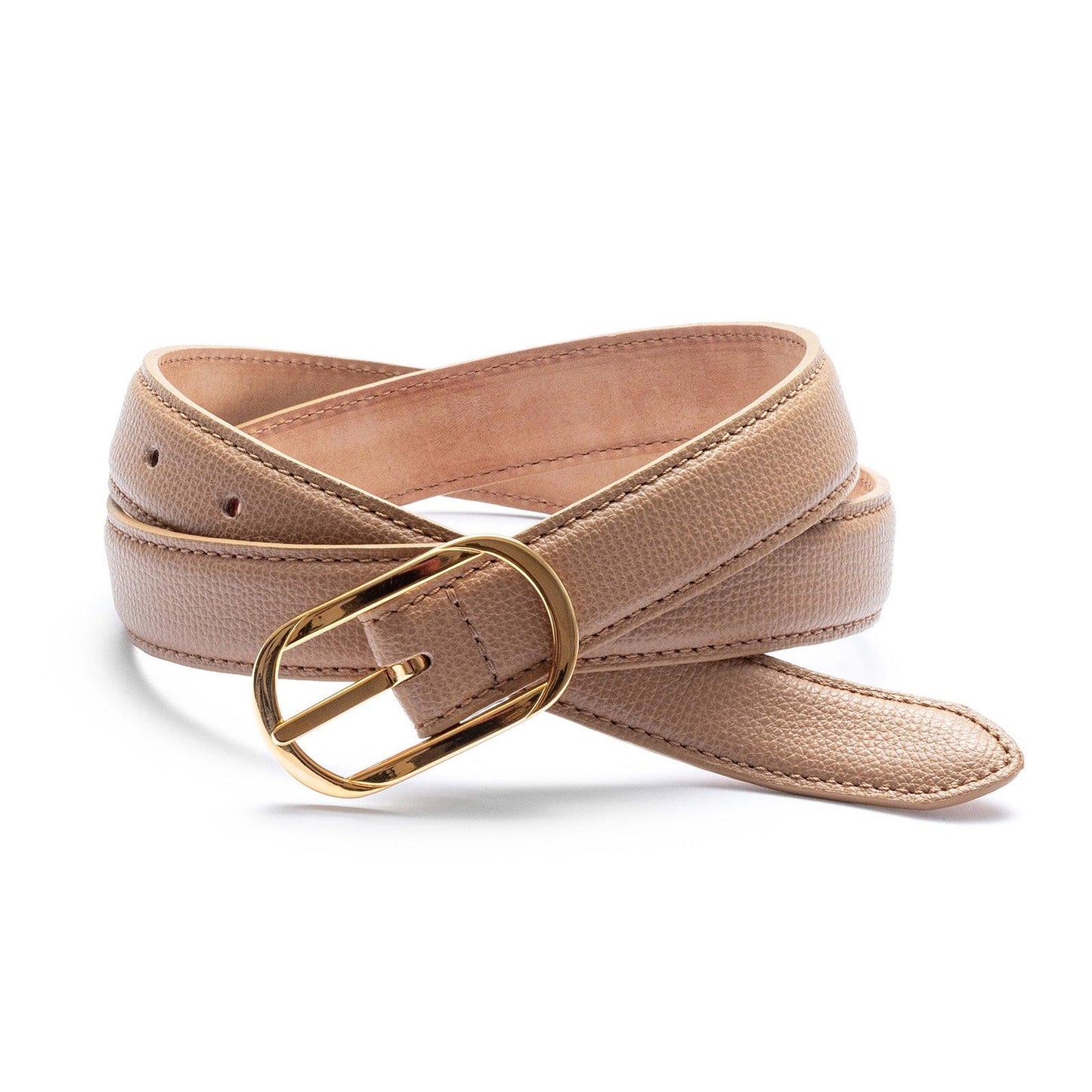 Ceinture femme en cuir grainé, beige