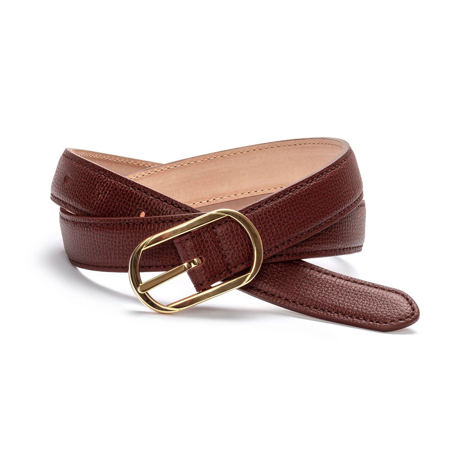 Ceinture femme en cuir grainé, marron