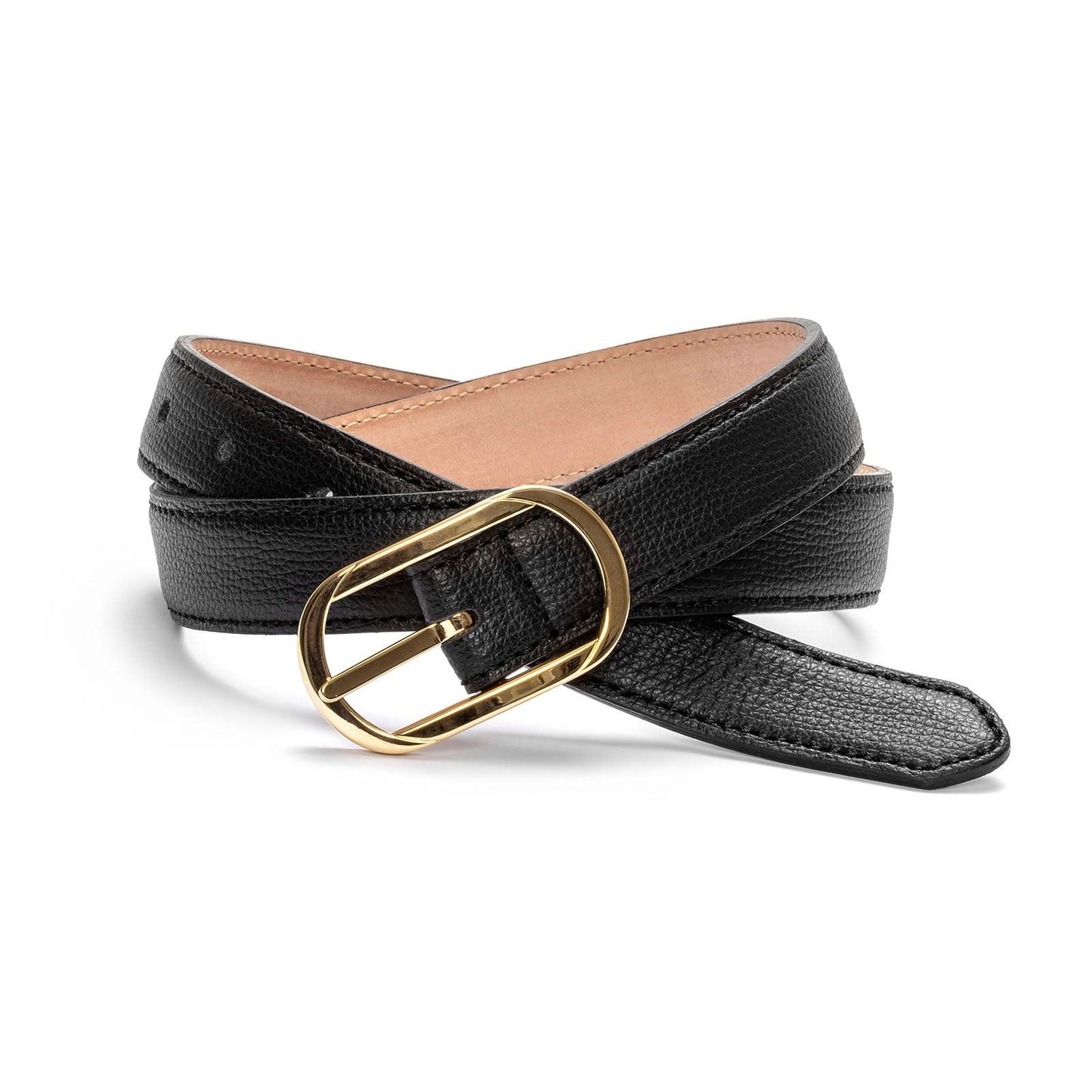 Ceinture femme en cuir grainé, noir