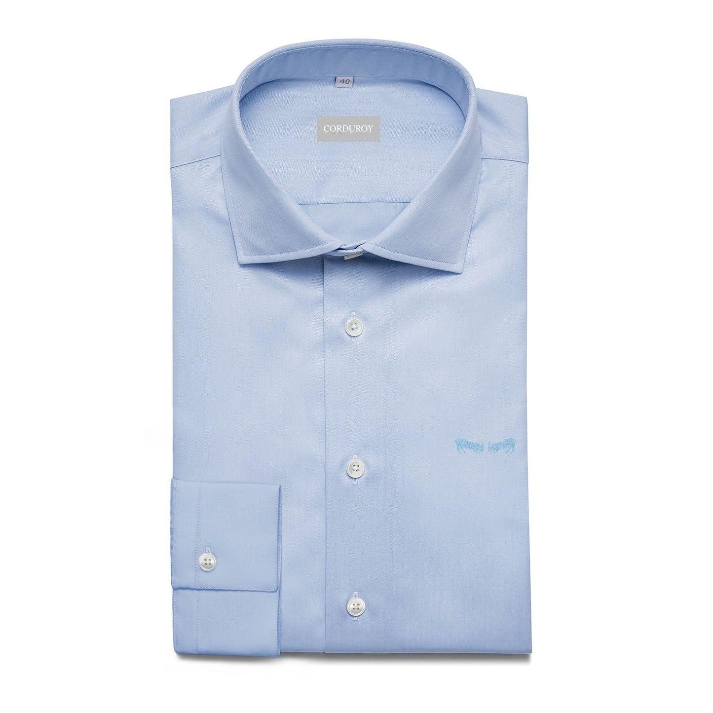 Chemise en twill de coton uni bleu clair