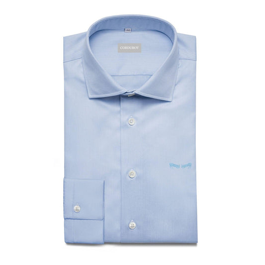 Chemise en twill de coton uni bleu clair