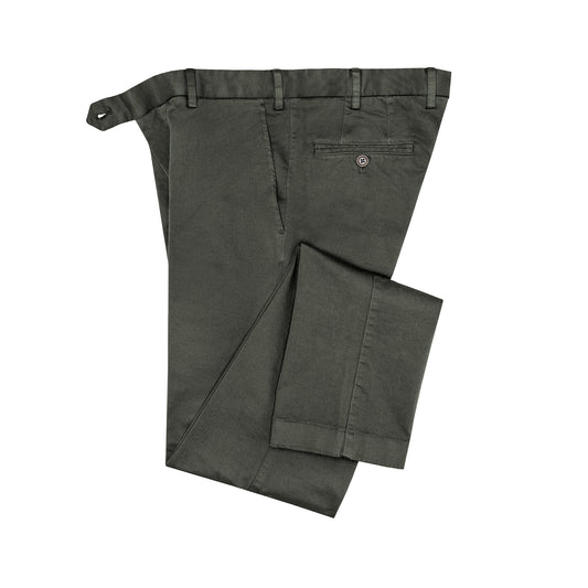 Chino en coton luxueux italien olive foncée