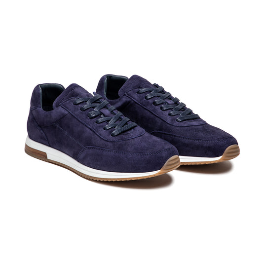 Sneaker Runner en daim de chèvre premium bleu marine