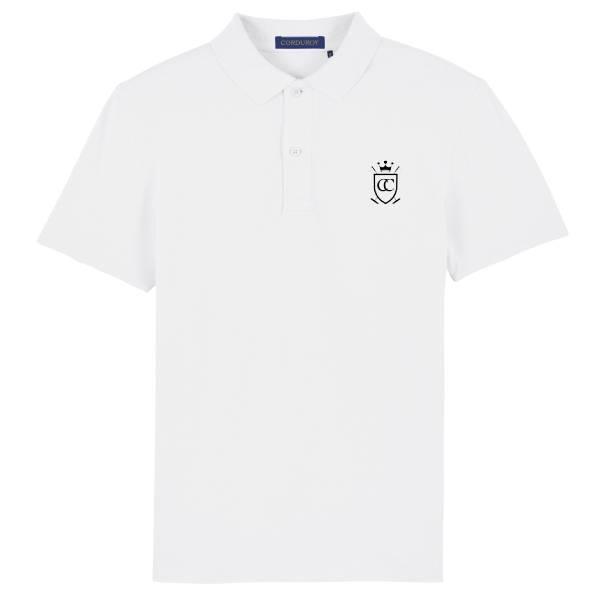 Polo manches courtes en coton piqué logo blason noir, blanc