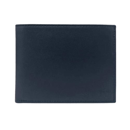 Portefeuille italien en cuir avec porte-monnaie, bleu marine