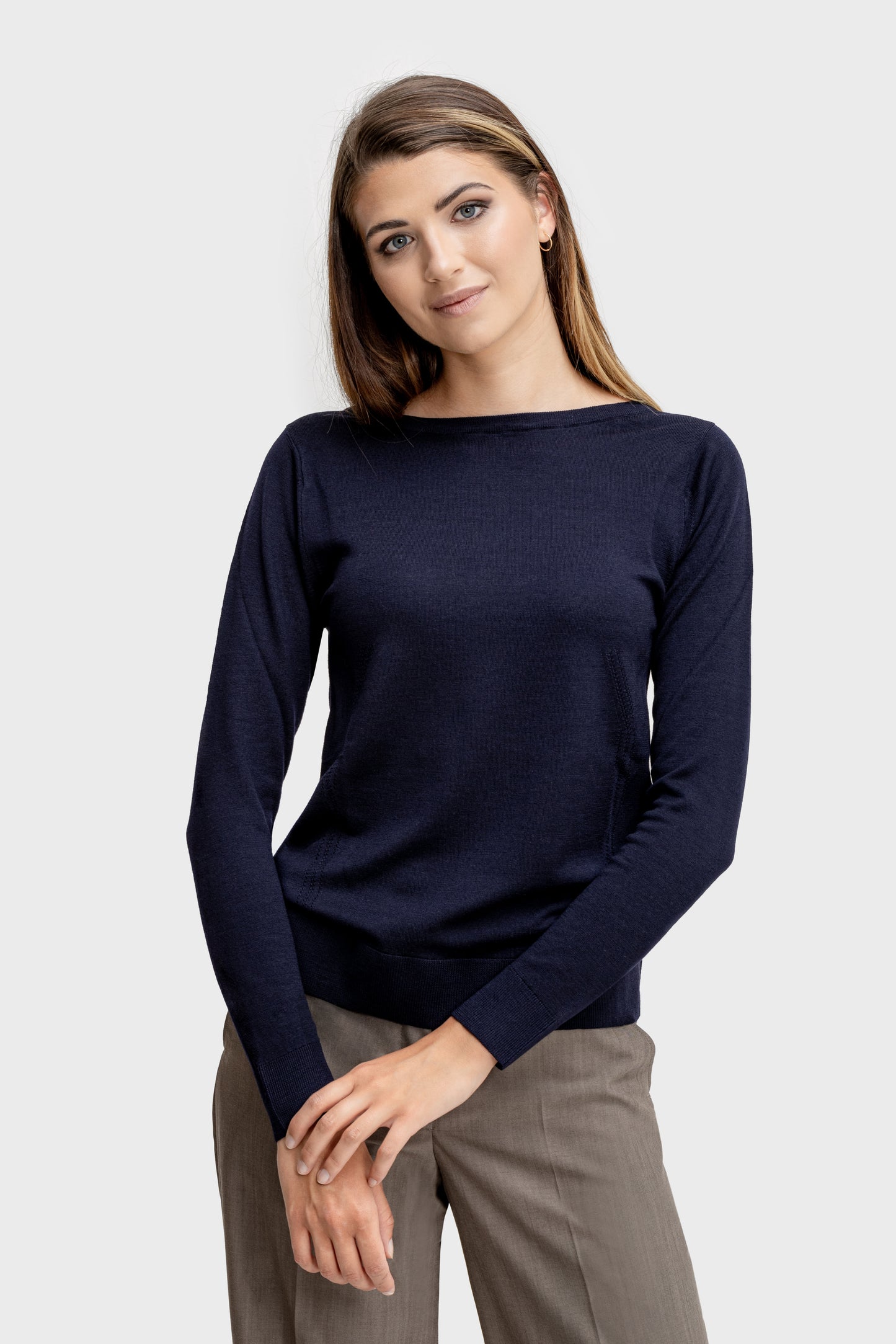 Pull en laine mérinos, bleu marine