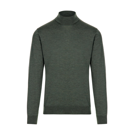 Pull en laine mérinos Zegna Baruffa olive foncé