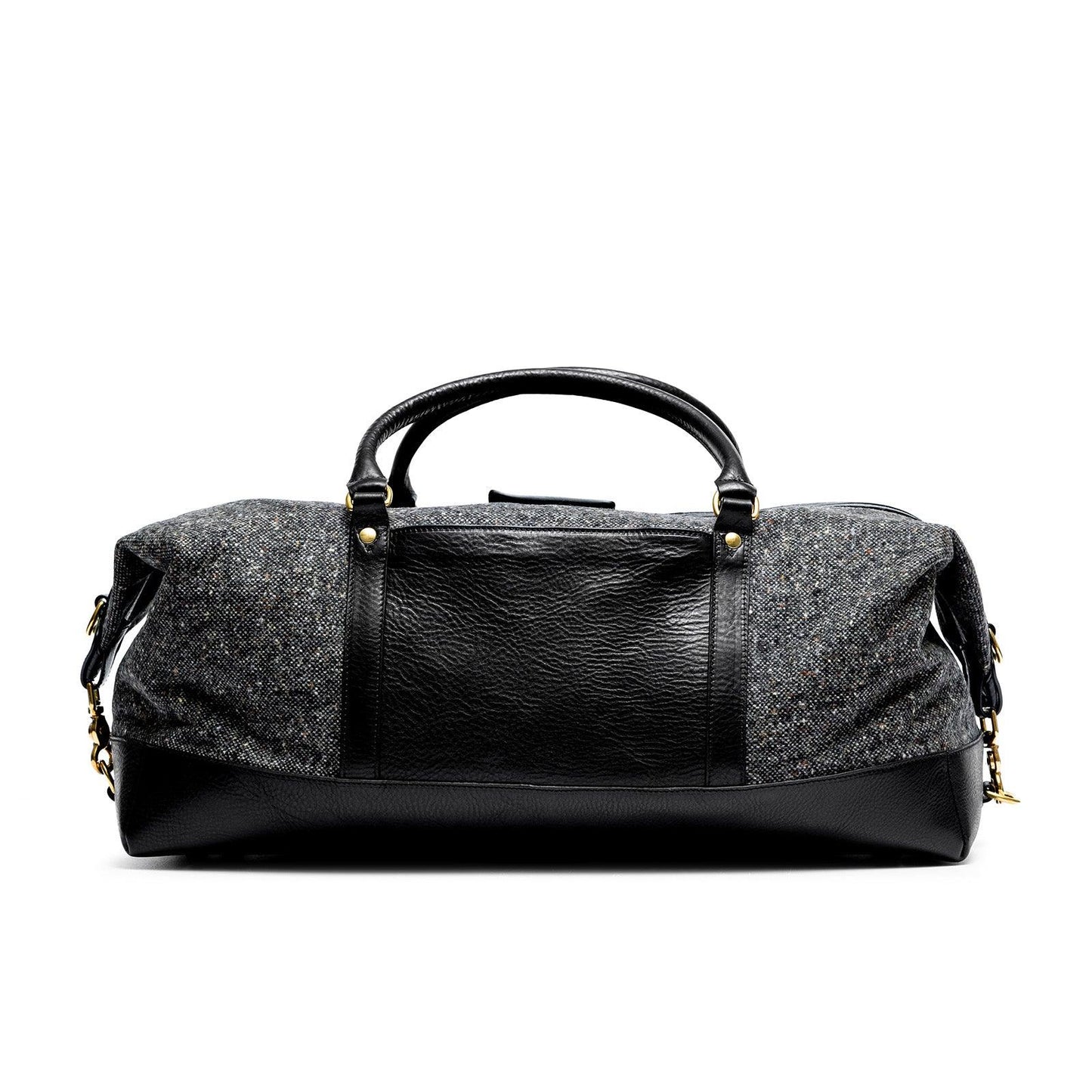 Sac week-end en cuir et tweed noir et gris