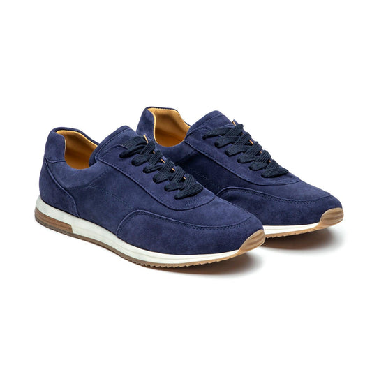 Sneaker Runner en daim et cuir, bleu marine