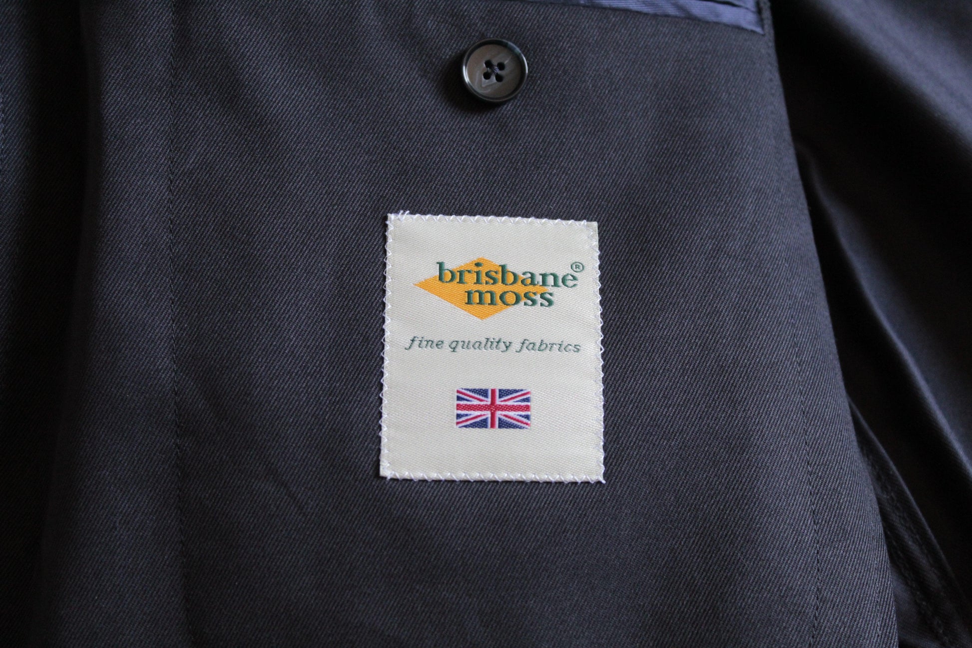 Etiquette tissu veste safari bleu foncé marque  Corduroy