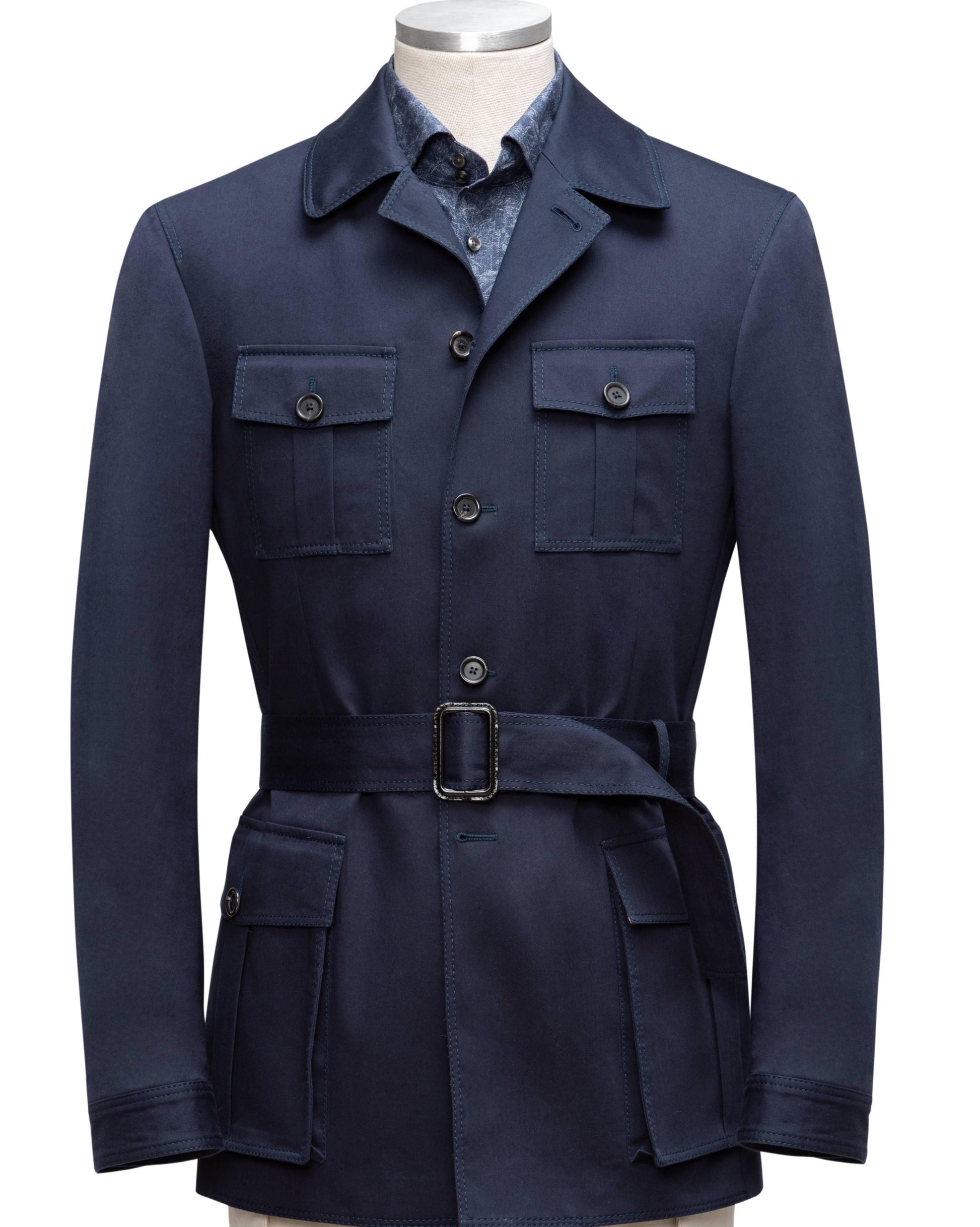 Veste Safari chic en coton bleu foncé