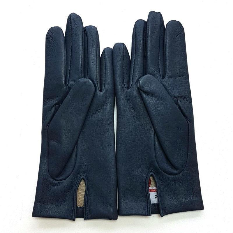 Gants en cuir d'agneau doublure cachemire bleu marine