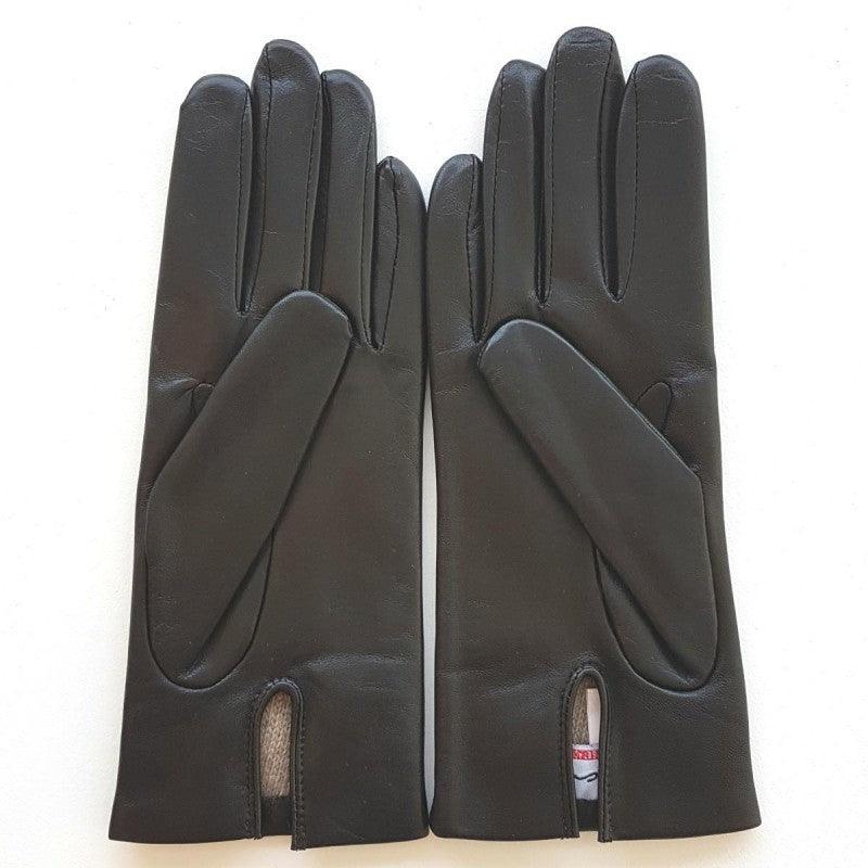 Gants en cuir d'agneau doublure cachemire noir