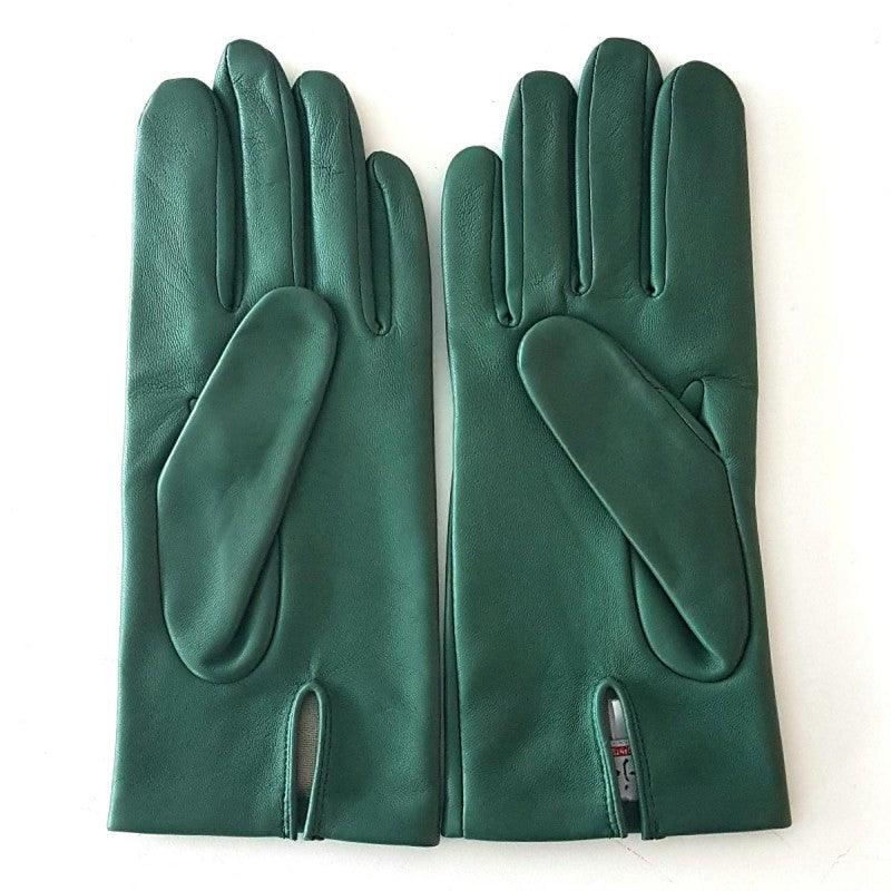 Gants en cuir d'agneau doublure cachemire noir vert