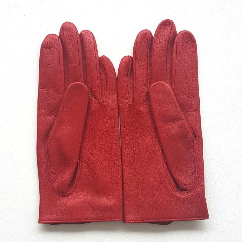 Gants pilote en cuir d'agneau rouge