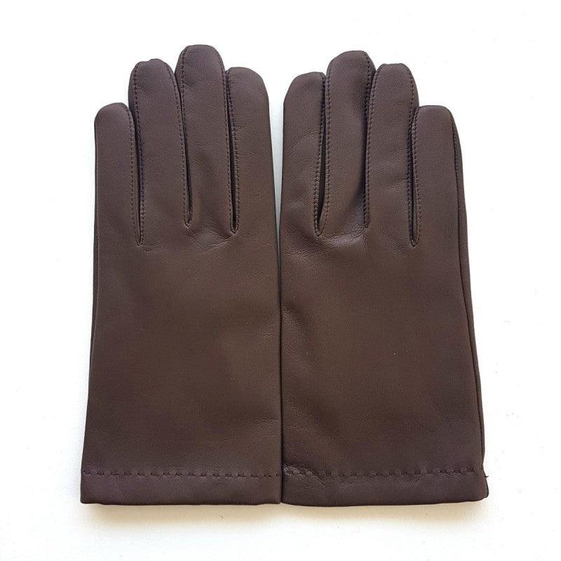 Gants en cuir d'agneau doublure cachemire brun