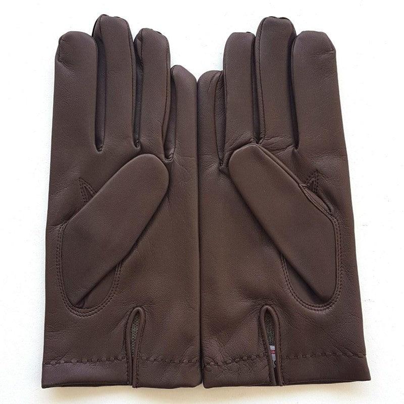 Gants en cuir d'agneau doublure cachemire brun