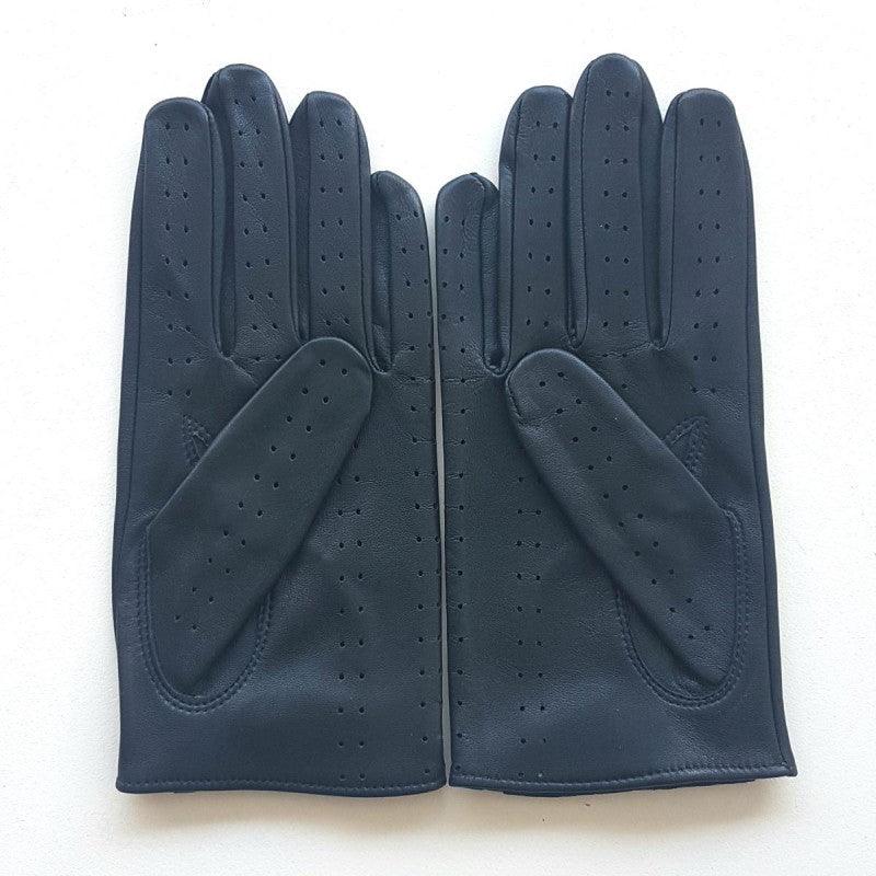 Gants pilote en cuir d'agneau bleu marine