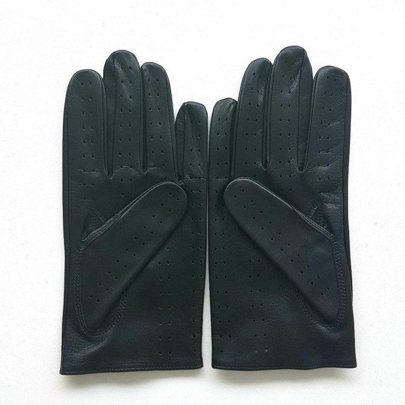 Gants pilote en cuir d'agneau noir